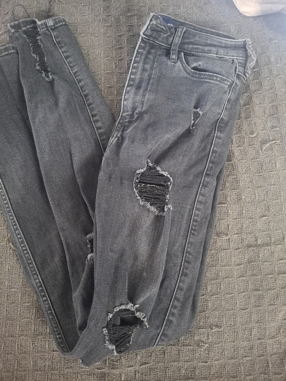 Hollister Women's Skinny Distressed Jeans — Washed Black